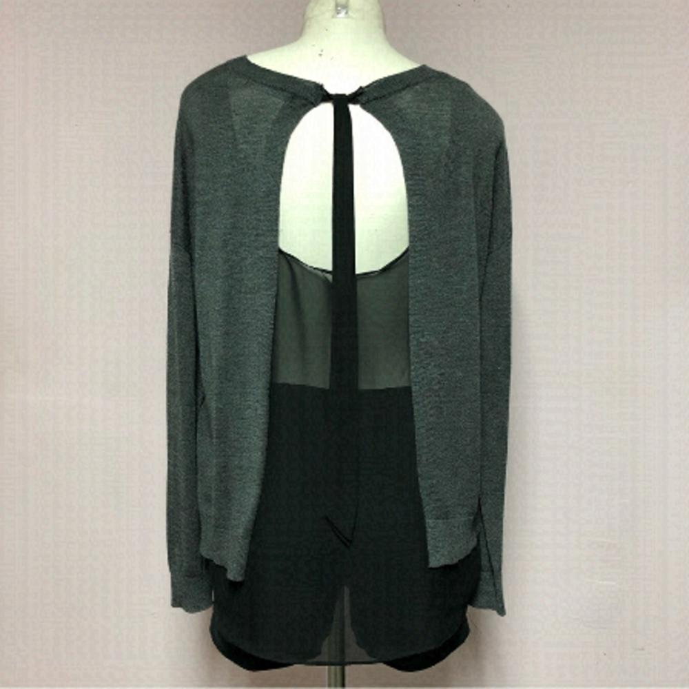Black Tape Dark Grey & Black Long Sleeve Sweater Top Size Medium